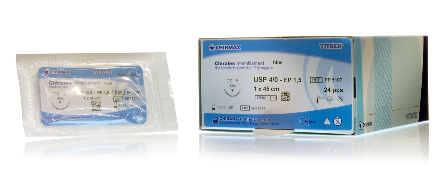 Chiralen monofil blau USP 0 DS 25 mm 75 cm 24 Stk.