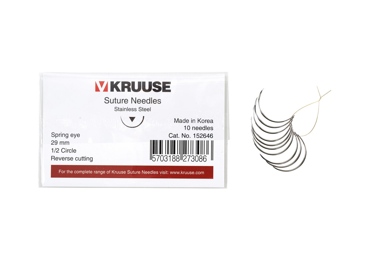 KRUUSE Wundnadel Federöhr 1/2-Kreis aussen schn. 29mm 10 Stk
