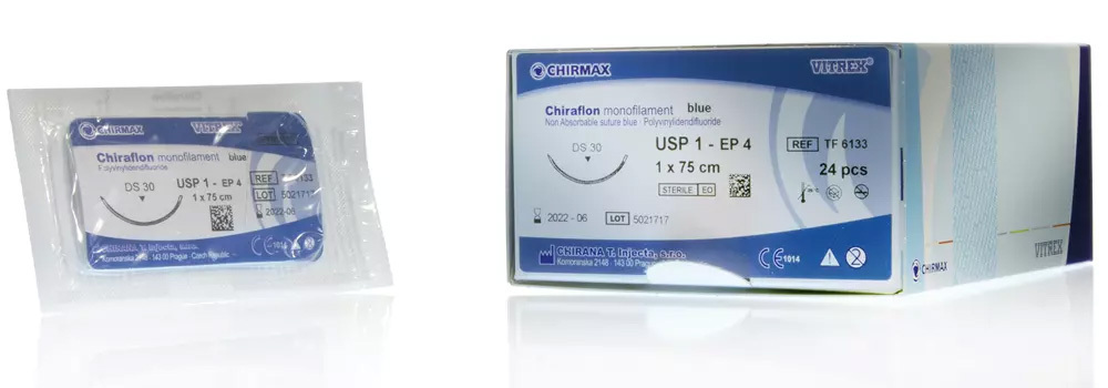 Chiralen monofil blau USP 1 DS 38 mm 75 cm 24 Stk.