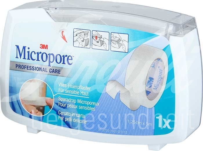 3M Micropore Vlies Rollenpflaster mit Dispenser 12.5mmx5m weiss