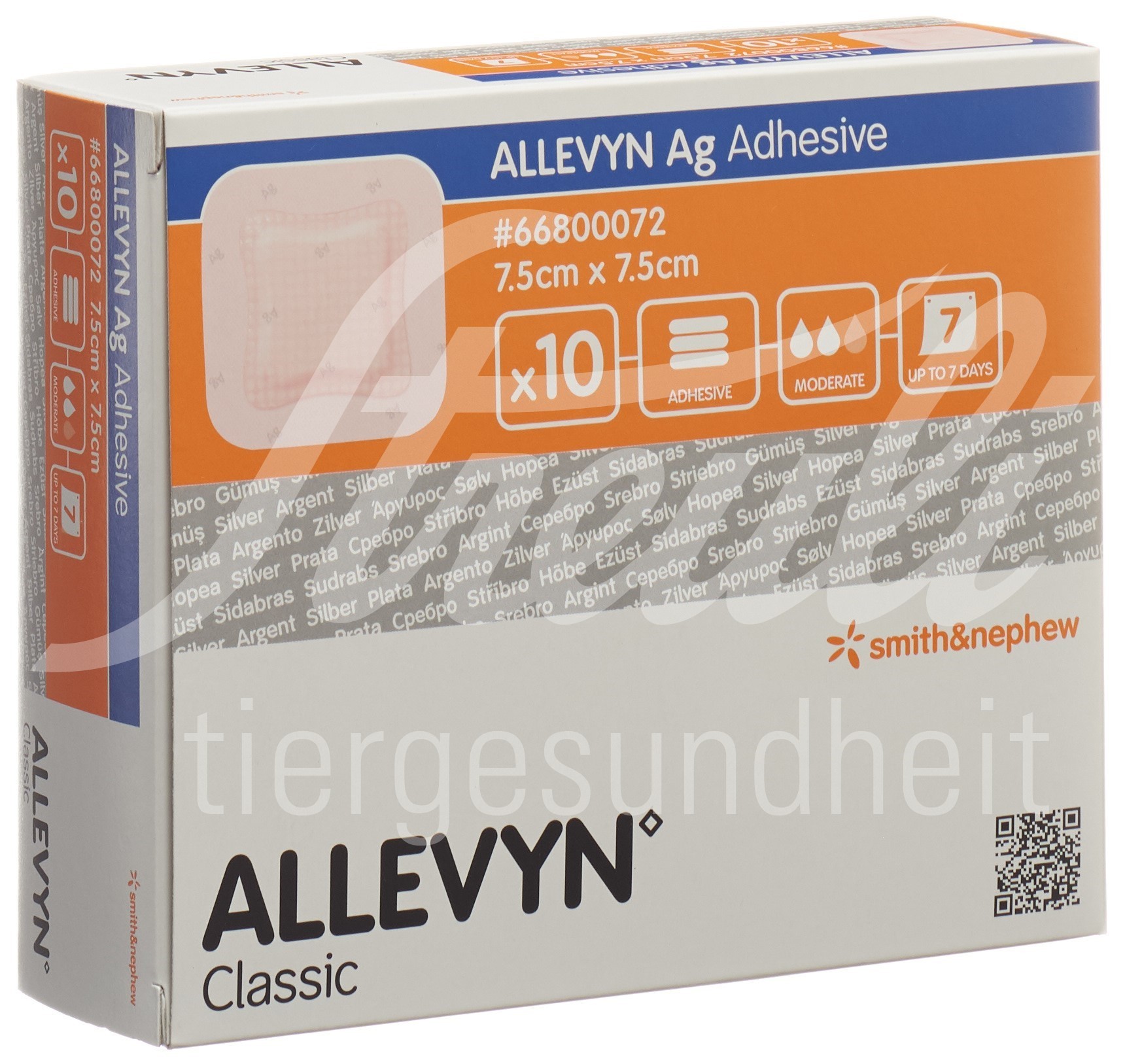 Allevyn Ag Adhesive Wundkompresse 7.5x7.5cm 10 Stk