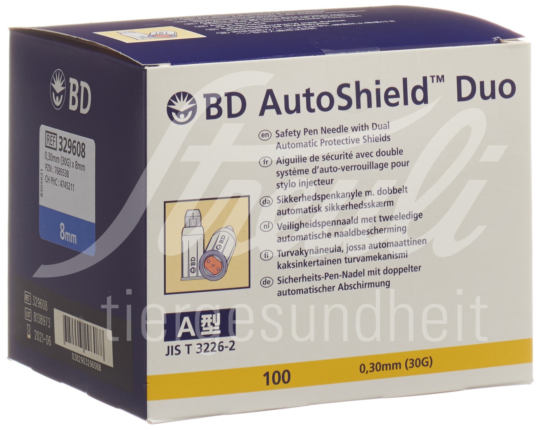 BD AutoShield Duo Sicherheitspennadel 8mm 100 Stk