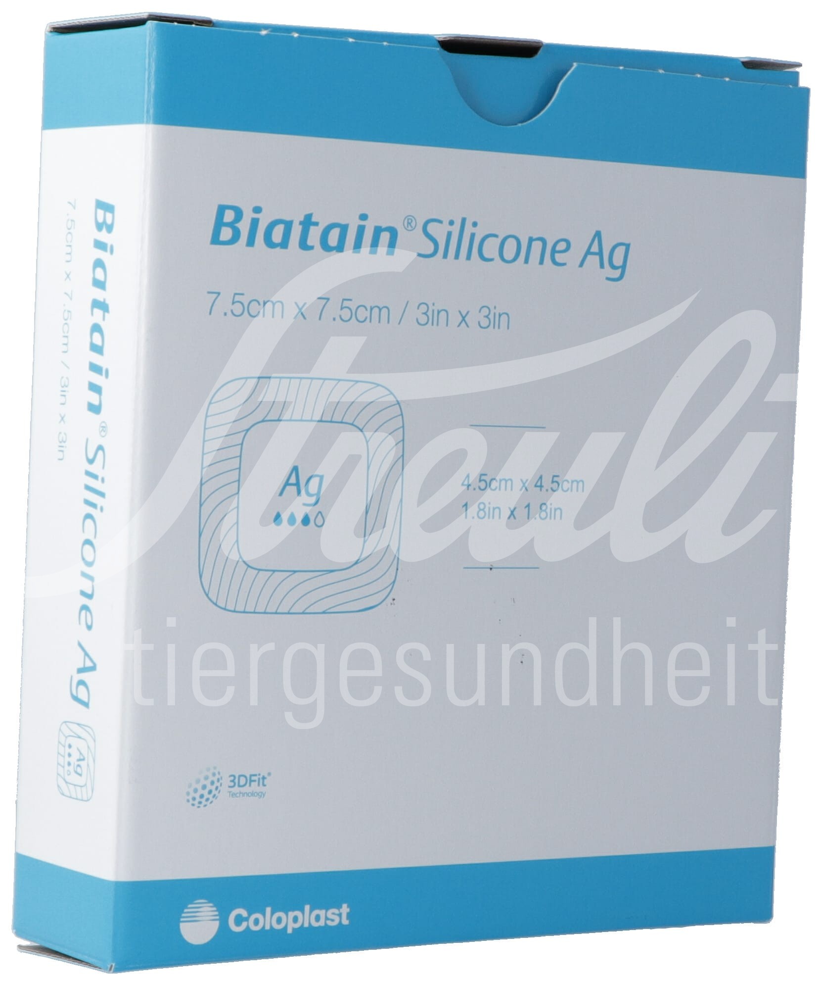 Biatain Silicone Ag Schaumverband 7.5x7.5cm selbsthaftend 5 Stk