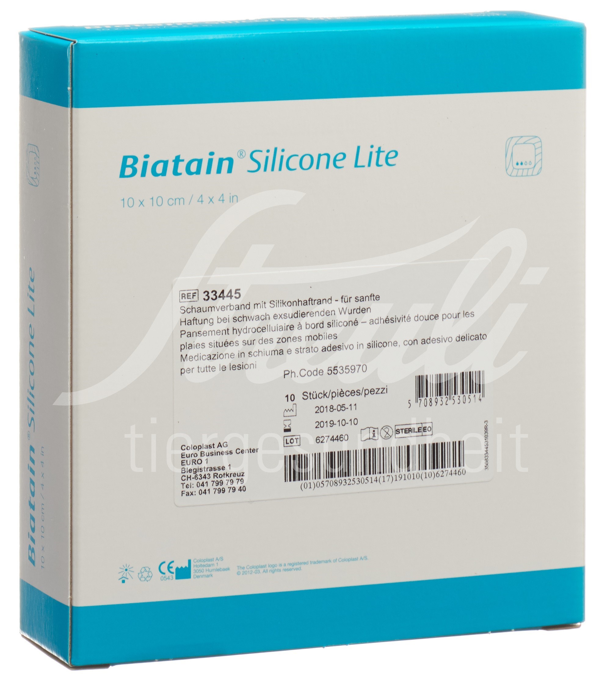Biatain Silicone Lite Schaumverband 10x10cm 10 Stk