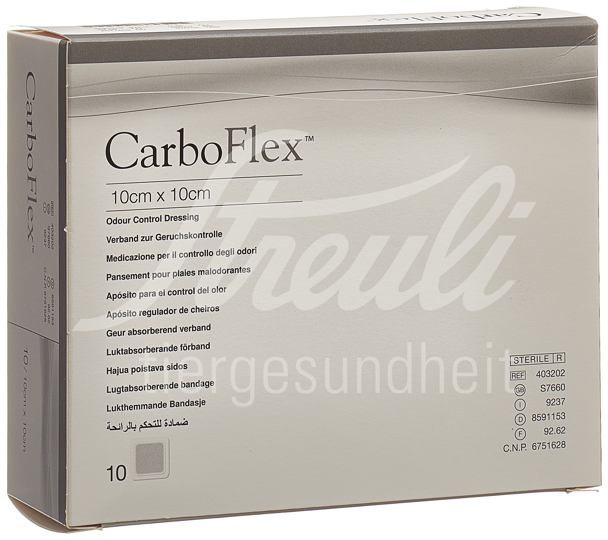 Carboflex Aktivkohle Verband 10x10cm steril 10 Stk Carboflex Aktivkohle Verband 10x10cm steril 10 Stk