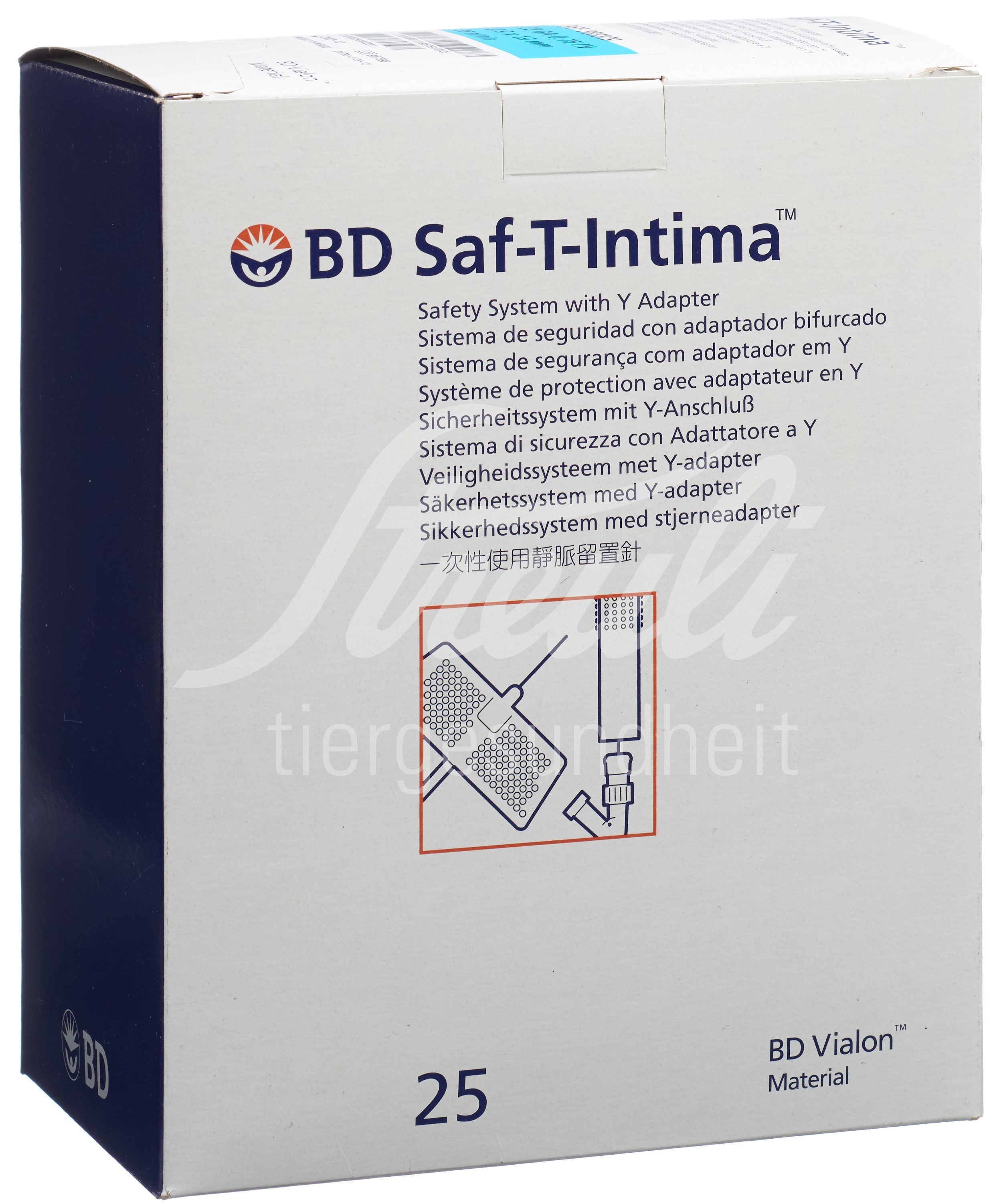 BD Saf-T-Intima Sicherheitsvenenverweilkatheter 22G 0.9x19mm mit Y-Anschluss blau 25 Stk