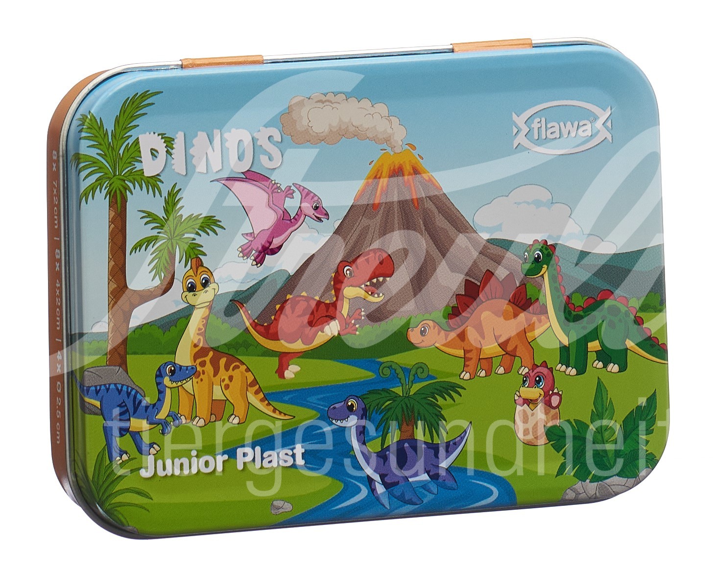 Flawa Junior Plast Strips Dinos Tin Box 20 Stk