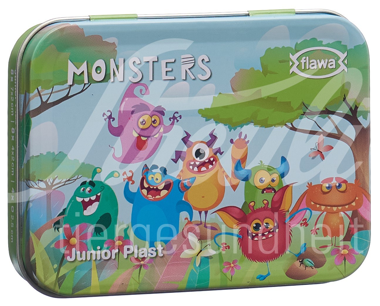Flawa Junior Plast Strips Monsters Tin Box 20 Stk