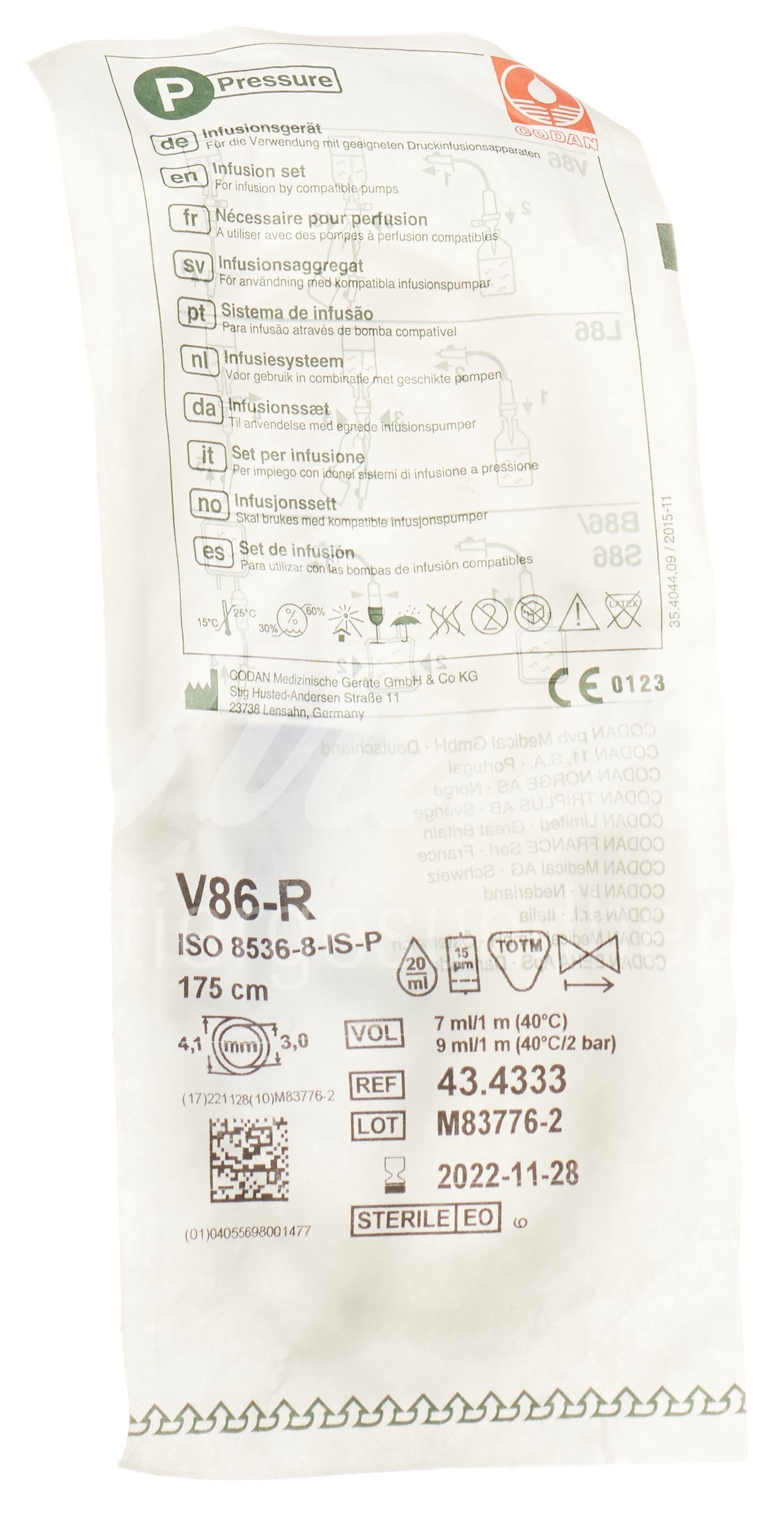 Codan Infusionsbesteck V86-P-R mit Belüftung