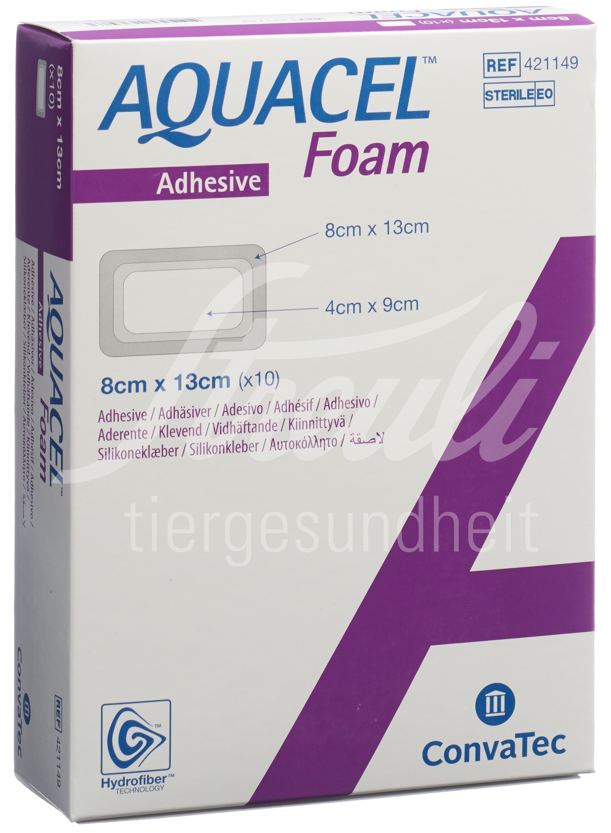 AQUACEL Foam Schaumverband adhäsiv 8x13cm 10 Stk