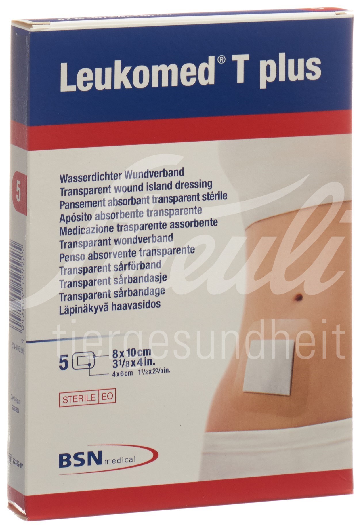 Leukomed T plus transparenter Wundverband 8x10cm mit Wundauflage 5 Stk