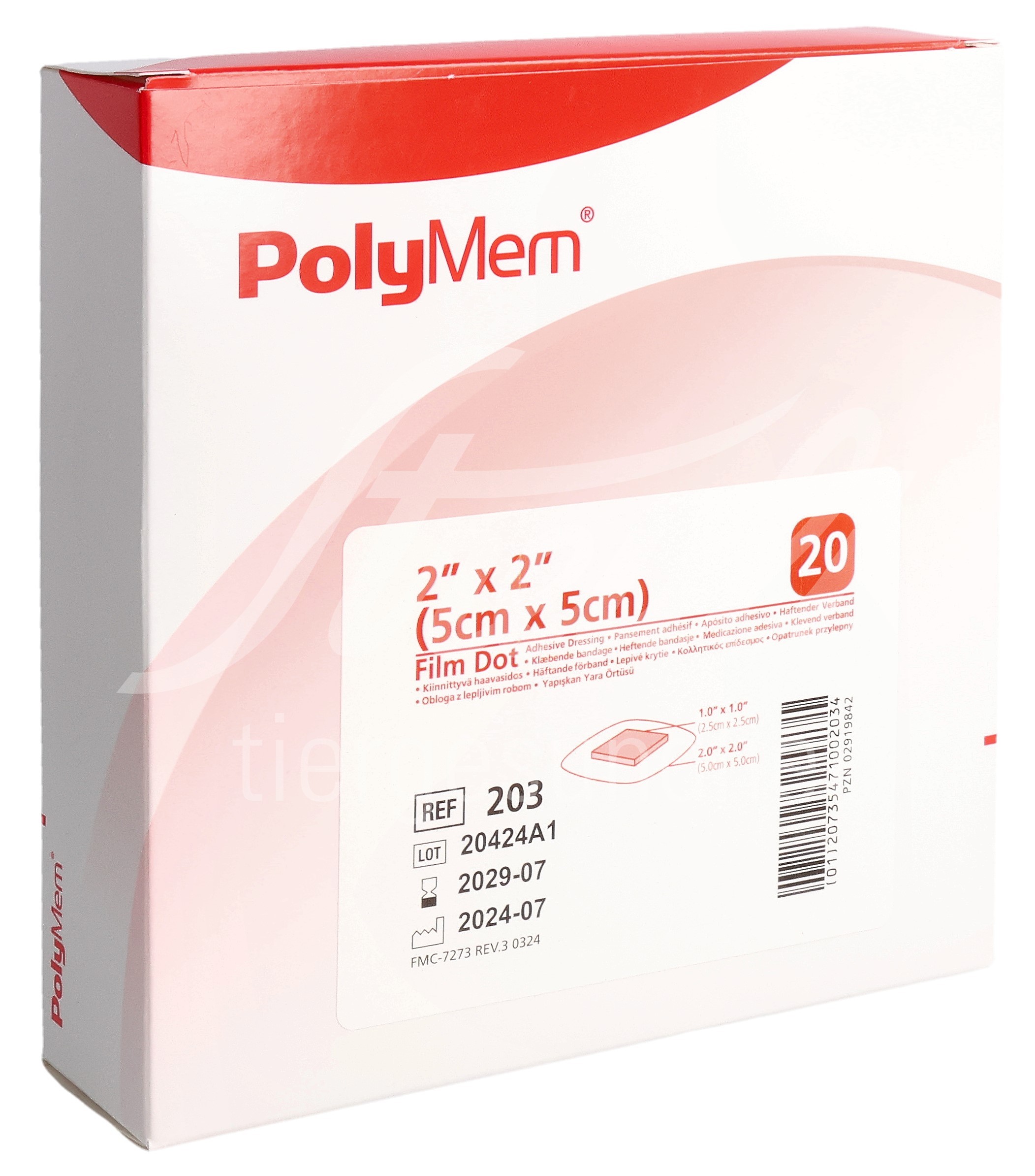PolyMem Adhesive Film Dressing 5x5cm 20 Stk