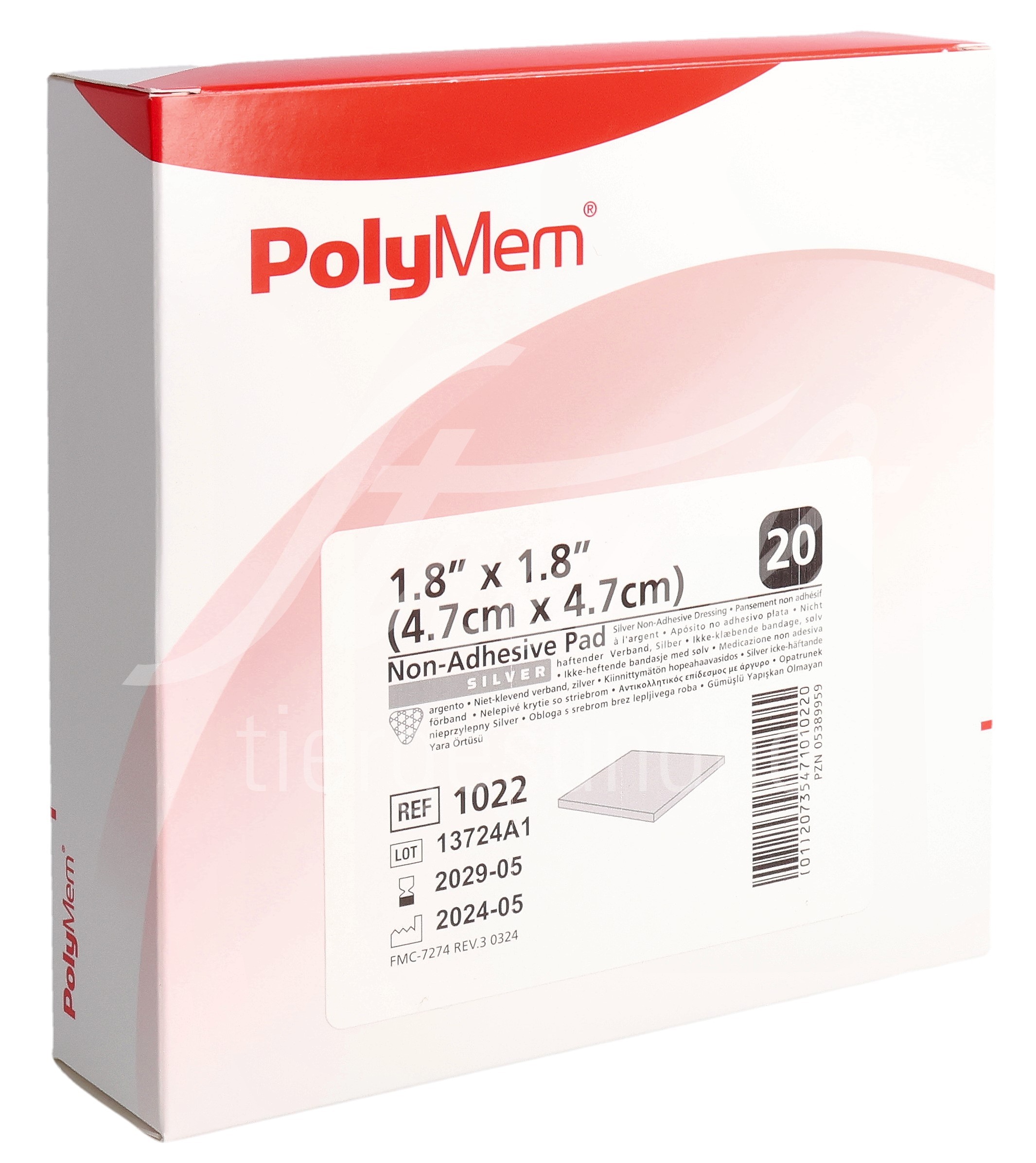 PolyMem Non Adhesive Silver Dressing 4.7x4.7cm 20 Stk