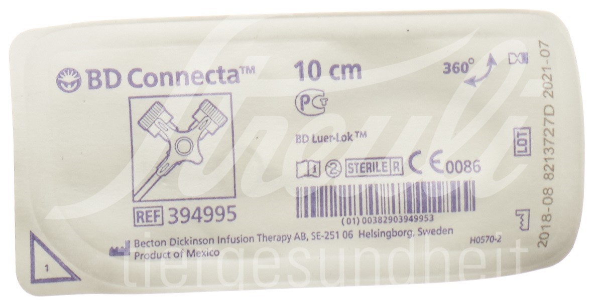 BD Connecta 3-Wege-Hahn mit Verlängerungsschlauch weiss