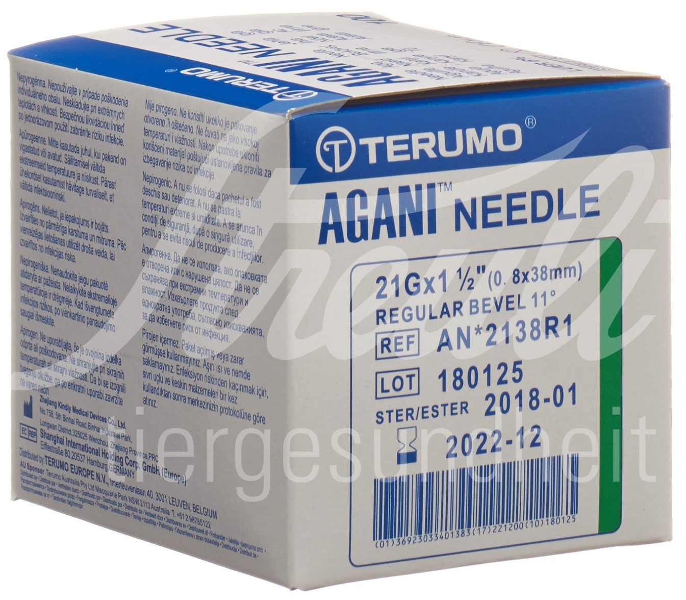 Terumo Agani Einmalkanüle 21G 0.8x38mm grün 100 Stk