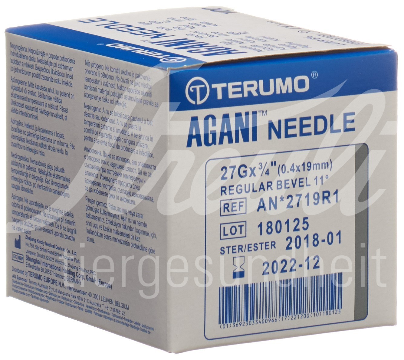 Terumo Agani Einmalkanüle 27G 0.4x19mm grau 100 Stk