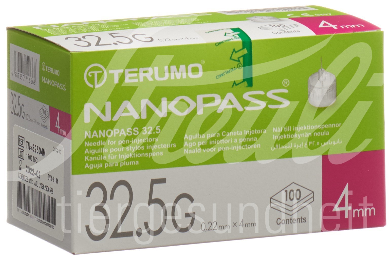 Terumo Pen Nadel NANOPASS 32.5G 0.22x4mm Kanüle für Injektions-Pen 100 Stk Terumo Pen Nadel NANOPASS 32.5G 0.22x4mm Kanüle für Injektions-Pen 100 Stk