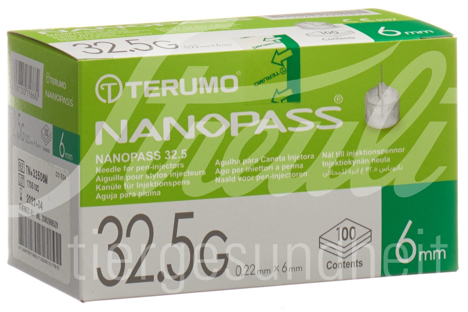 Terumo Pen Nadel NANOPASS 32.5G 0.22x6mm Kanüle für Injektions-Pen 100 Stk Terumo Pen Nadel NANOPASS 32.5G 0.22x6mm Kanüle für Injektions-Pen 100 Stk