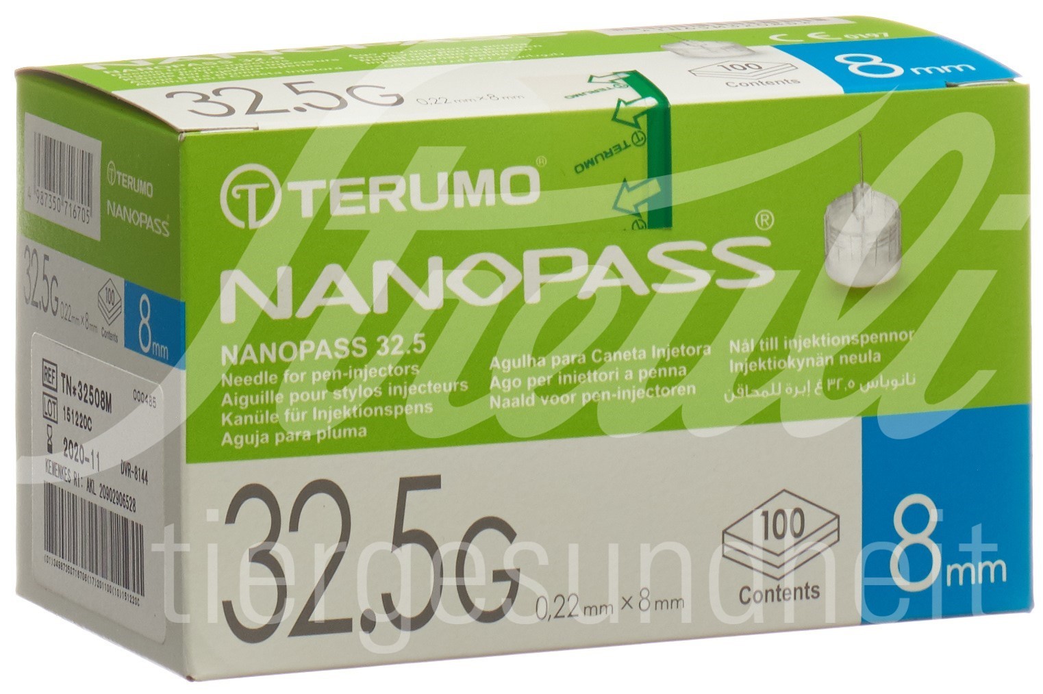 Terumo Pen Nadel NANOPASS 32.5G 0.22x8mm Kanüle für Injektions-Pen 100 Stk Terumo Pen Nadel NANOPASS 32.5G 0.22x8mm Kanüle für Injektions-Pen 100 Stk