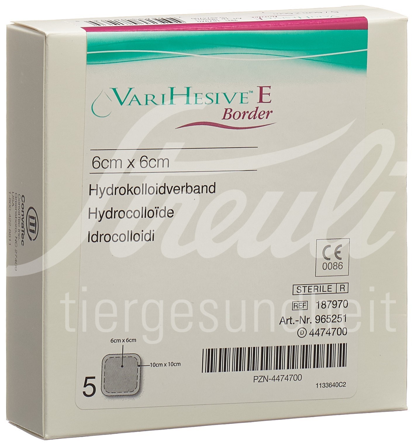 VARIHESIVE E BORDER Verband 6x6/10x10cm 5 Stk
