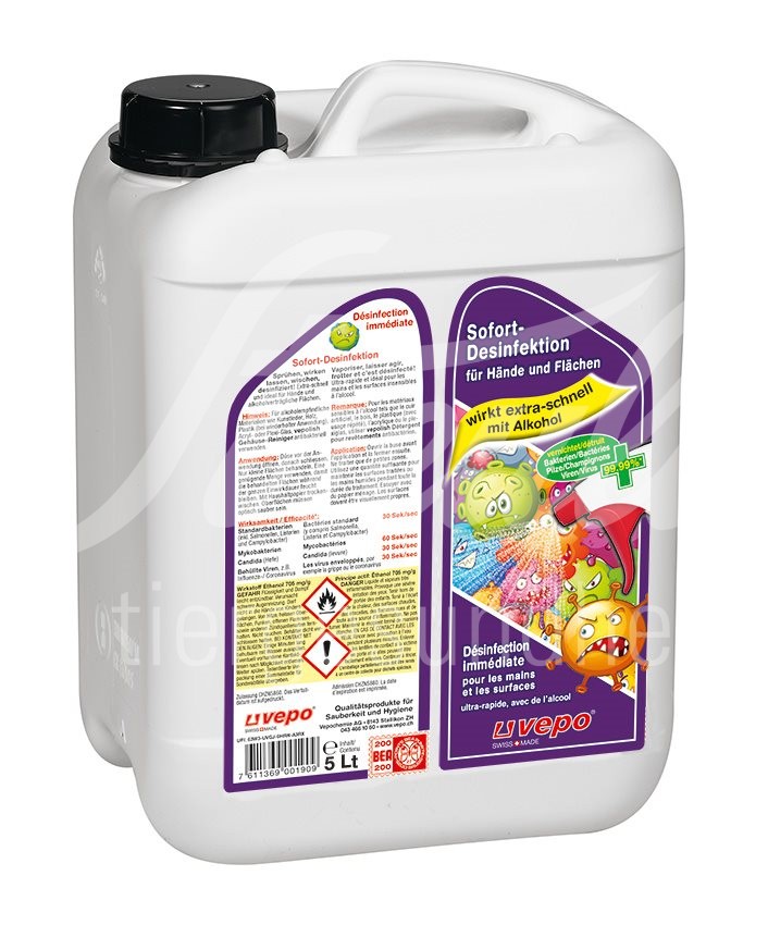 Vepo Sofort Desinfektion für Hände und Flächen Kanister 5 lt