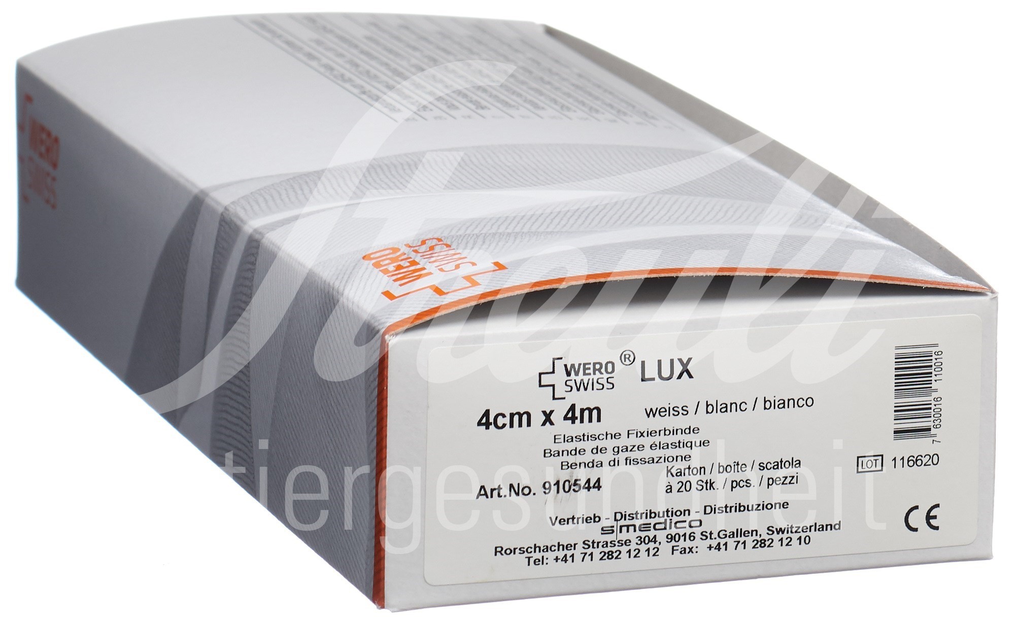 WERO SWISS Lux Elastische Fixierbinde 4mx4cm weiss 20 Stk