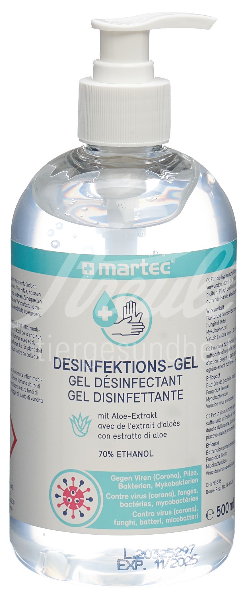 martec Hände-Desinfektions-Gel mit Pumpe 500 ml
