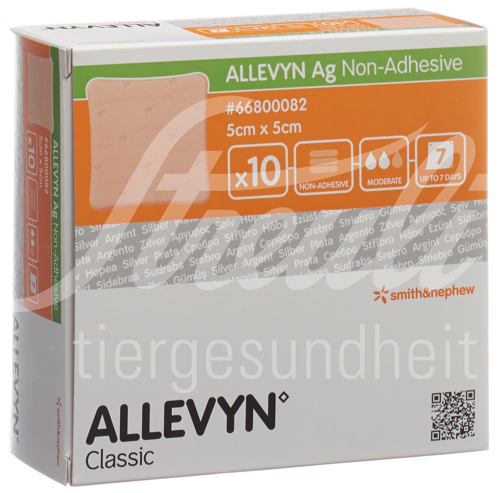 Allevyn Ag Non-Adhesive Wundkompresse 5x5cm 10 Stk