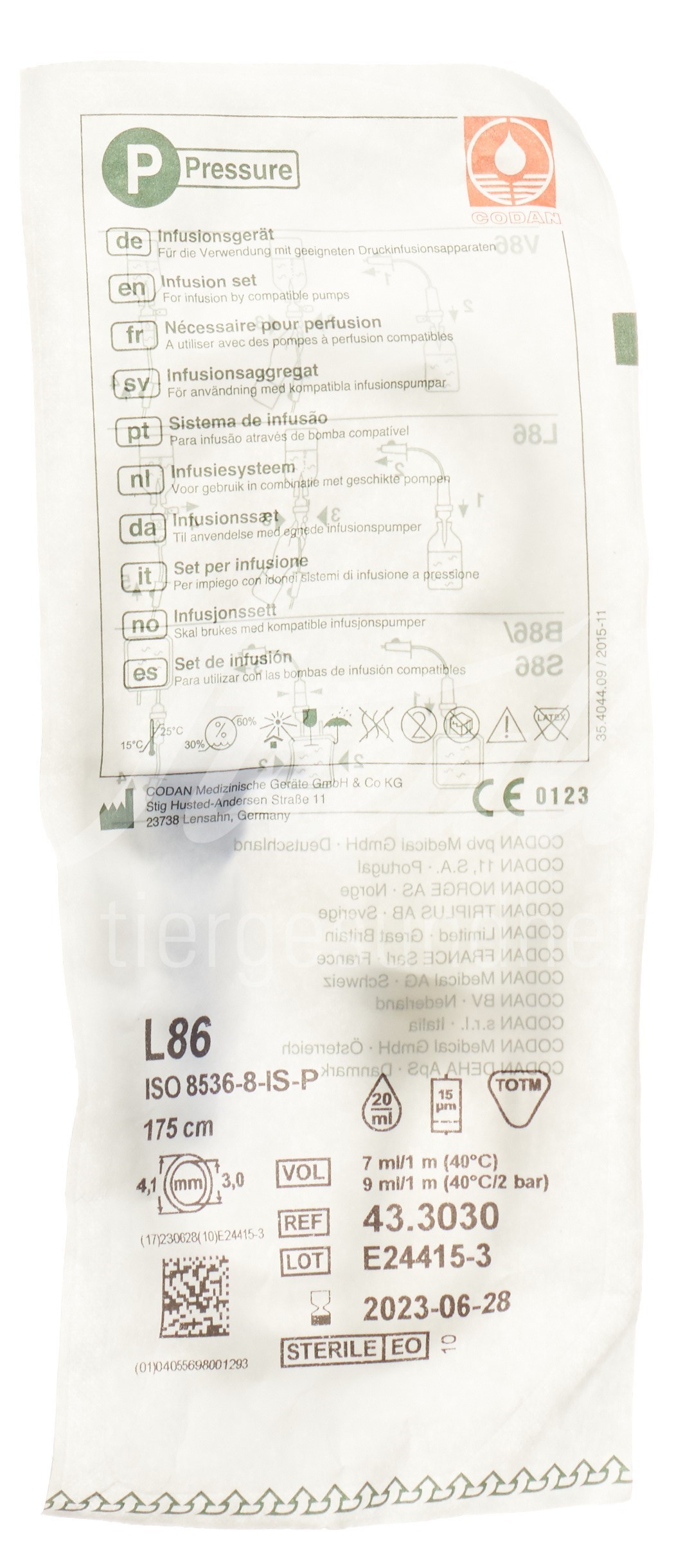 Codan Infusionsgerät Luer Lock 175cm L 86-P latexfrei