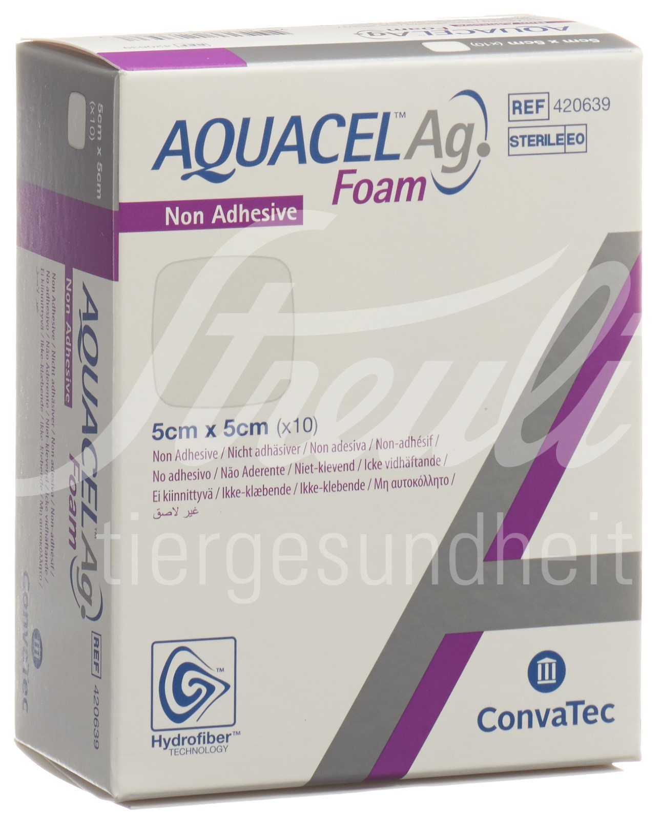 AQUACEL Ag Foam Schaumverband nicht-adhäsiv 5x5cm 10 Stk