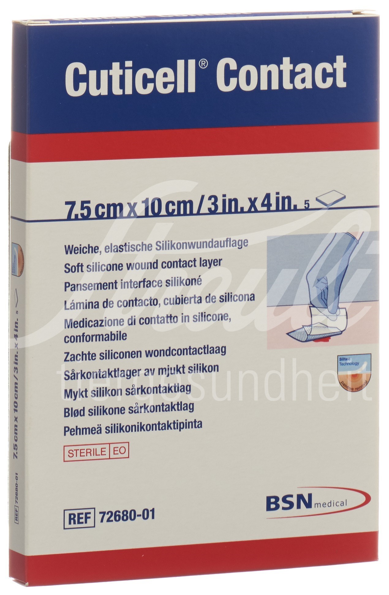 Cuticell Contact Silikonwundauflage 7.5x10cm 5 Stk