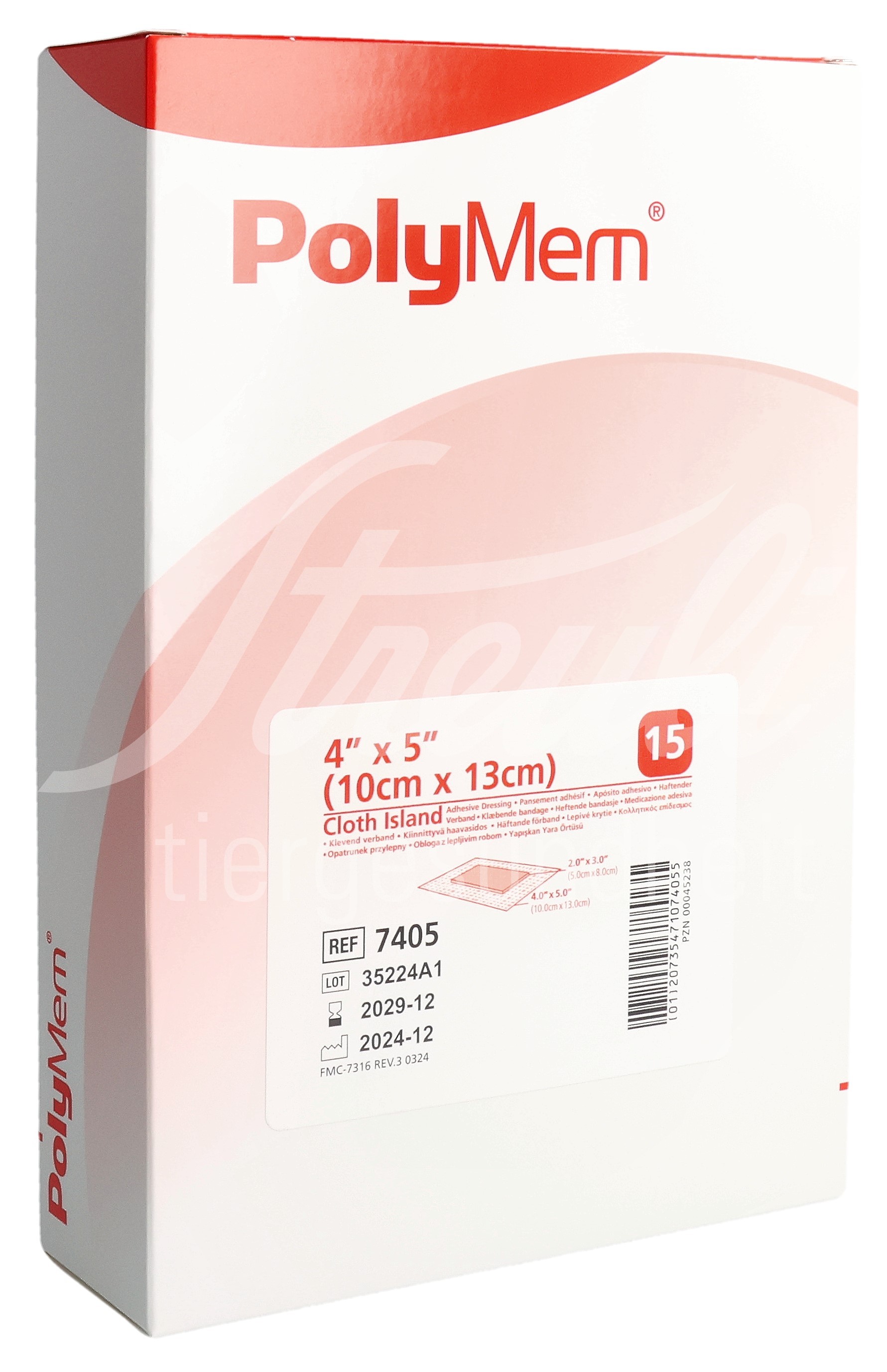 PolyMem Adhesive Dressing Cloth-Backed 10x13cm 15 Stk