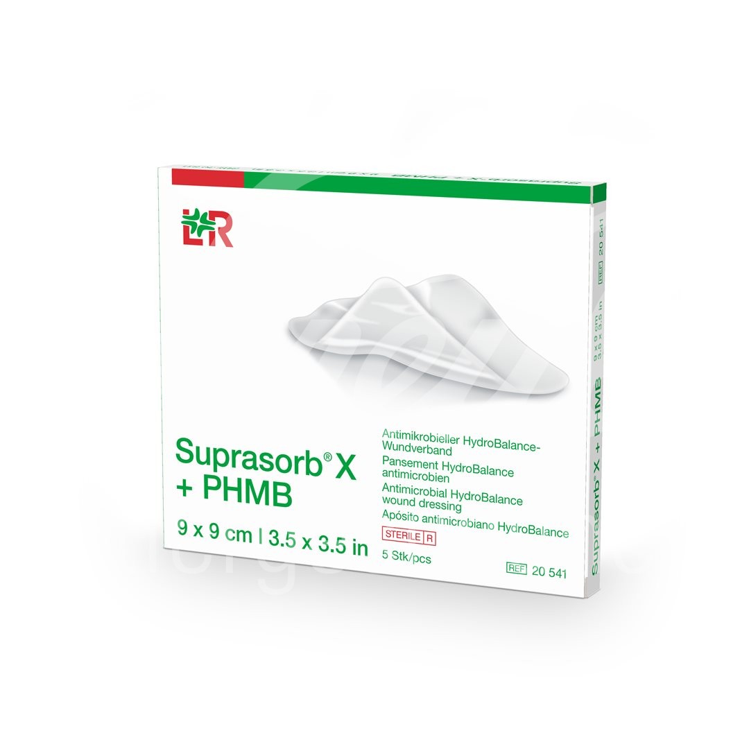 Suprasorb X + PHMB HydroBalance-Wundverband 9x9cm antimikrobiell 5 Stk