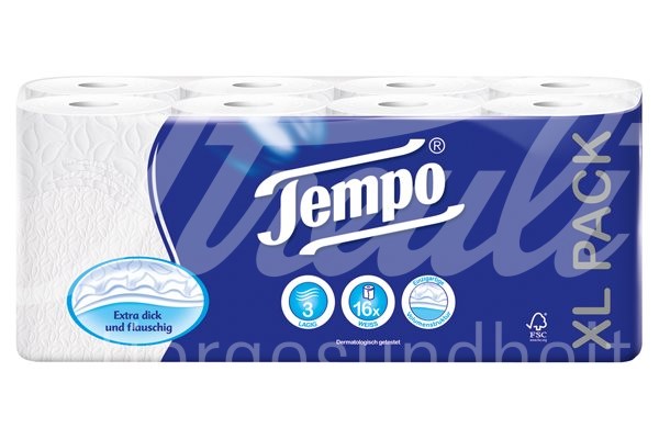 Tempo Toilettenpapier Classic weiss 3lagig 150 Blatt 16 Stk
