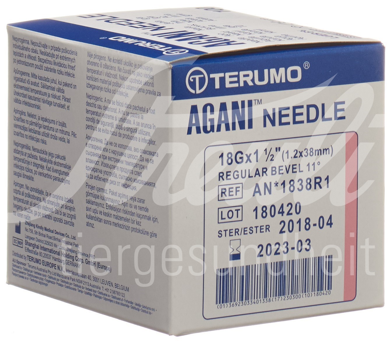 Terumo Agani Einmalkanüle 18G 1.2x38mm rosa 100 Stk