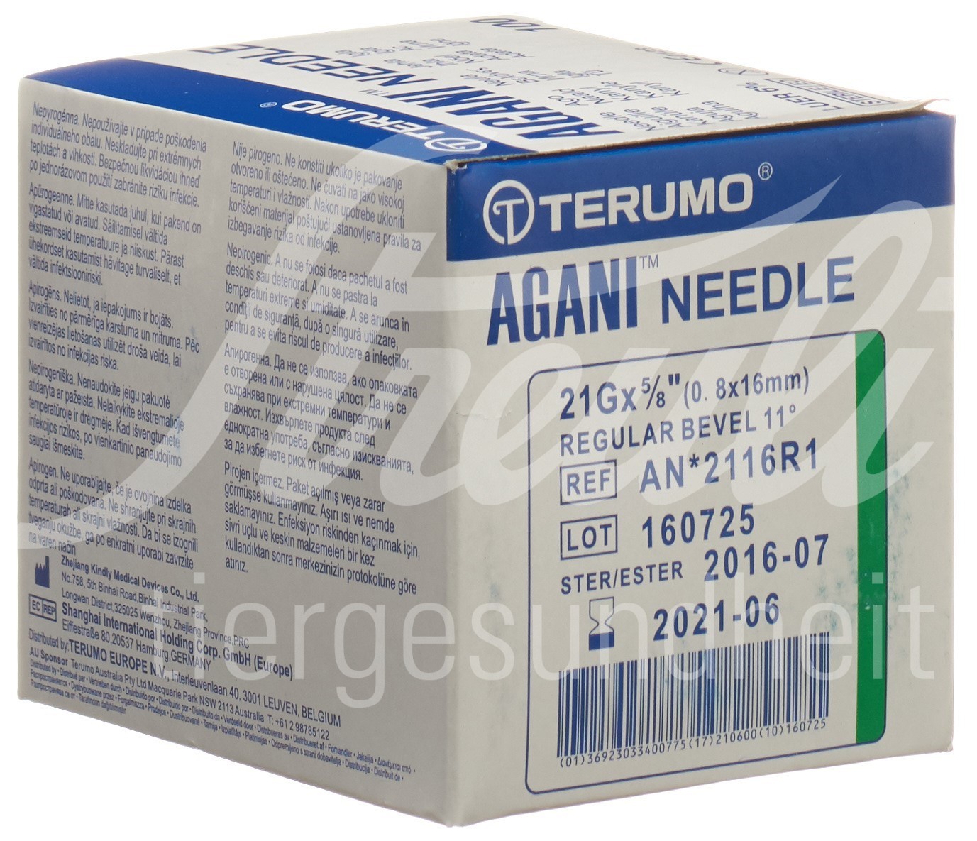 Terumo Agani Einmalkanüle 21G 0.8x16mm grün 100 Stk