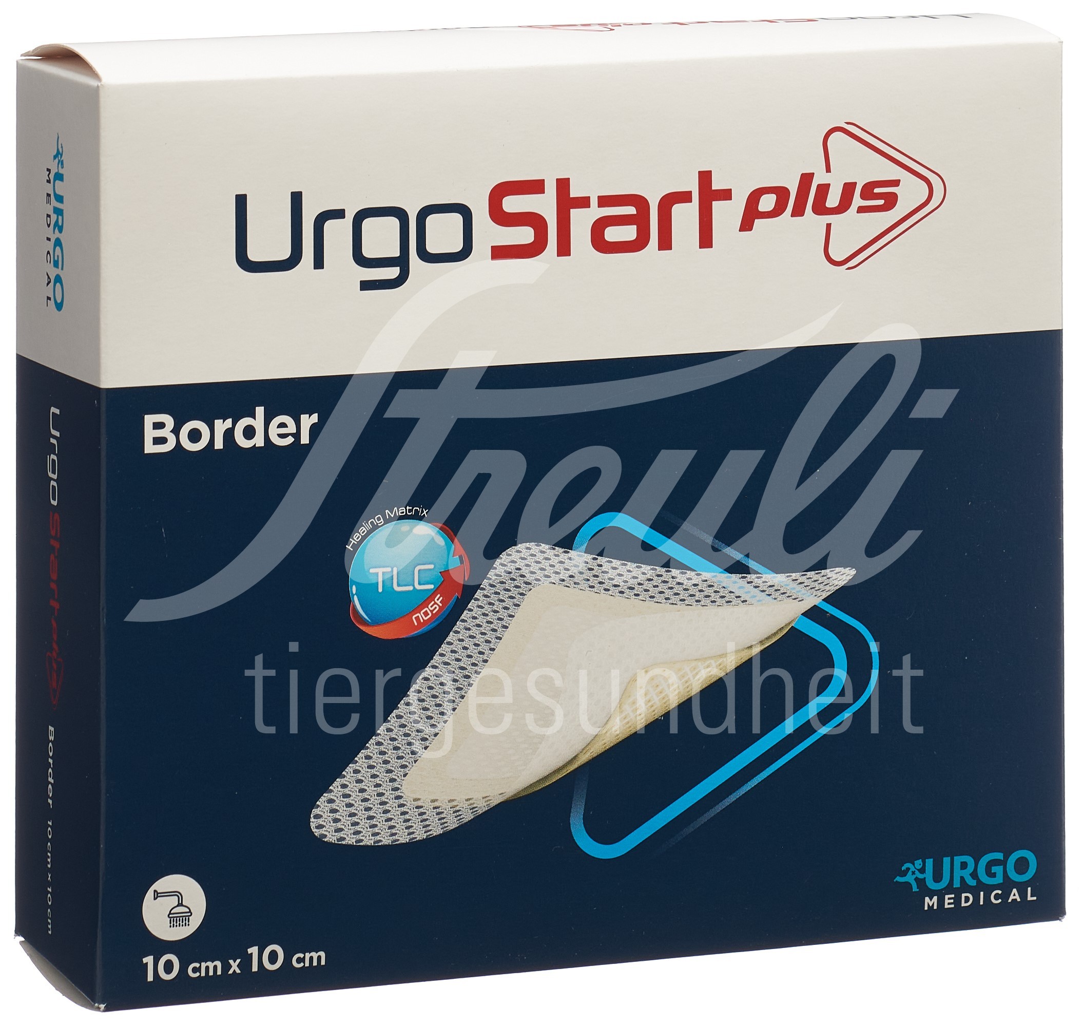 UrgoStart Plus Border Selbsthaftende Polyacrylatwundauflage 10x10cm mit mikroadhäsiver TLC-NOSF-Wundheilungsmatrix 10 Stk