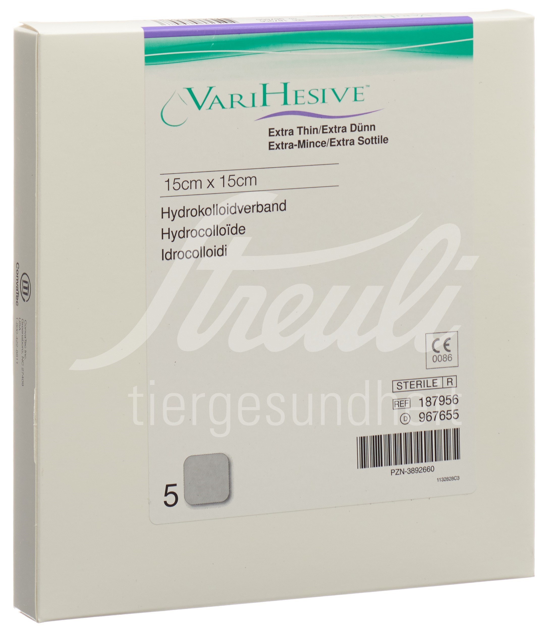 VARIHESIVE Verband 15x15cm extra dünn 5 Stk