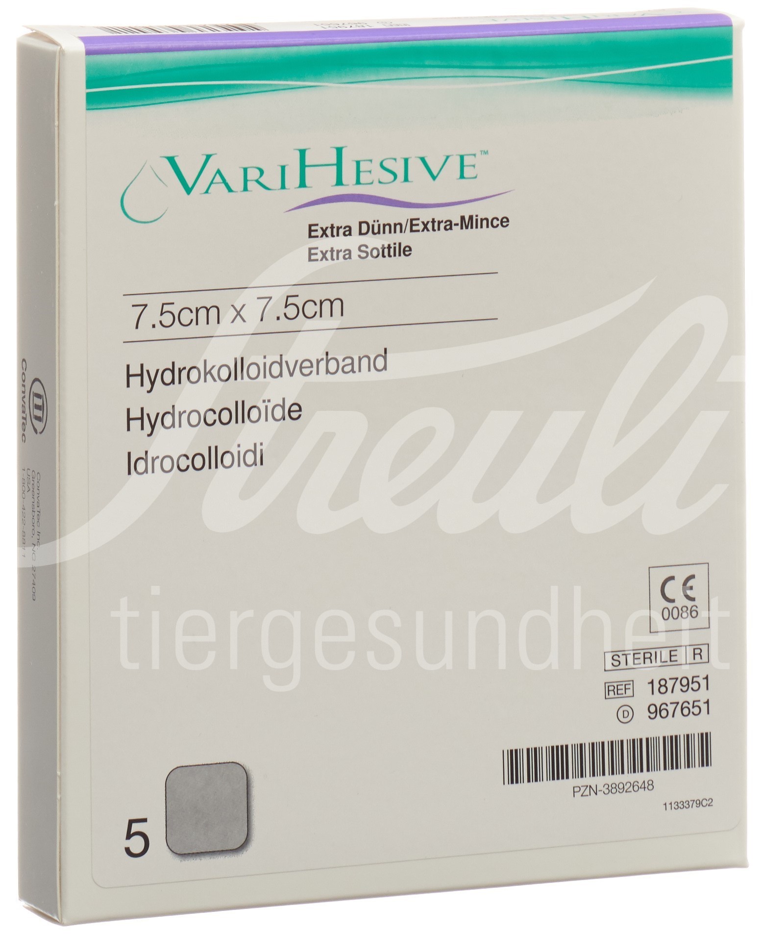 VARIHESIVE Verband 7.5x7.5cm extra dünn 5 Stk
