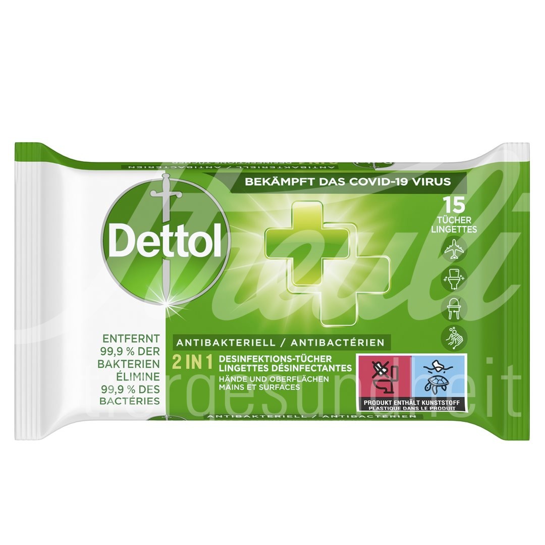 Dettol 2in1 Desinfektions-Tücher 15 Stk