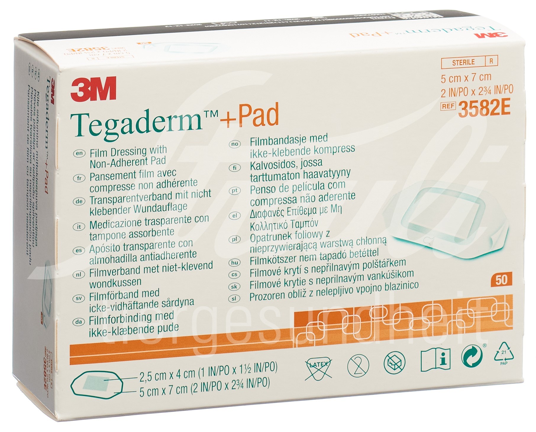 3M Tegaderm+Pad 5x7cm Wundkissen 2.5x4cm 50 Stk
