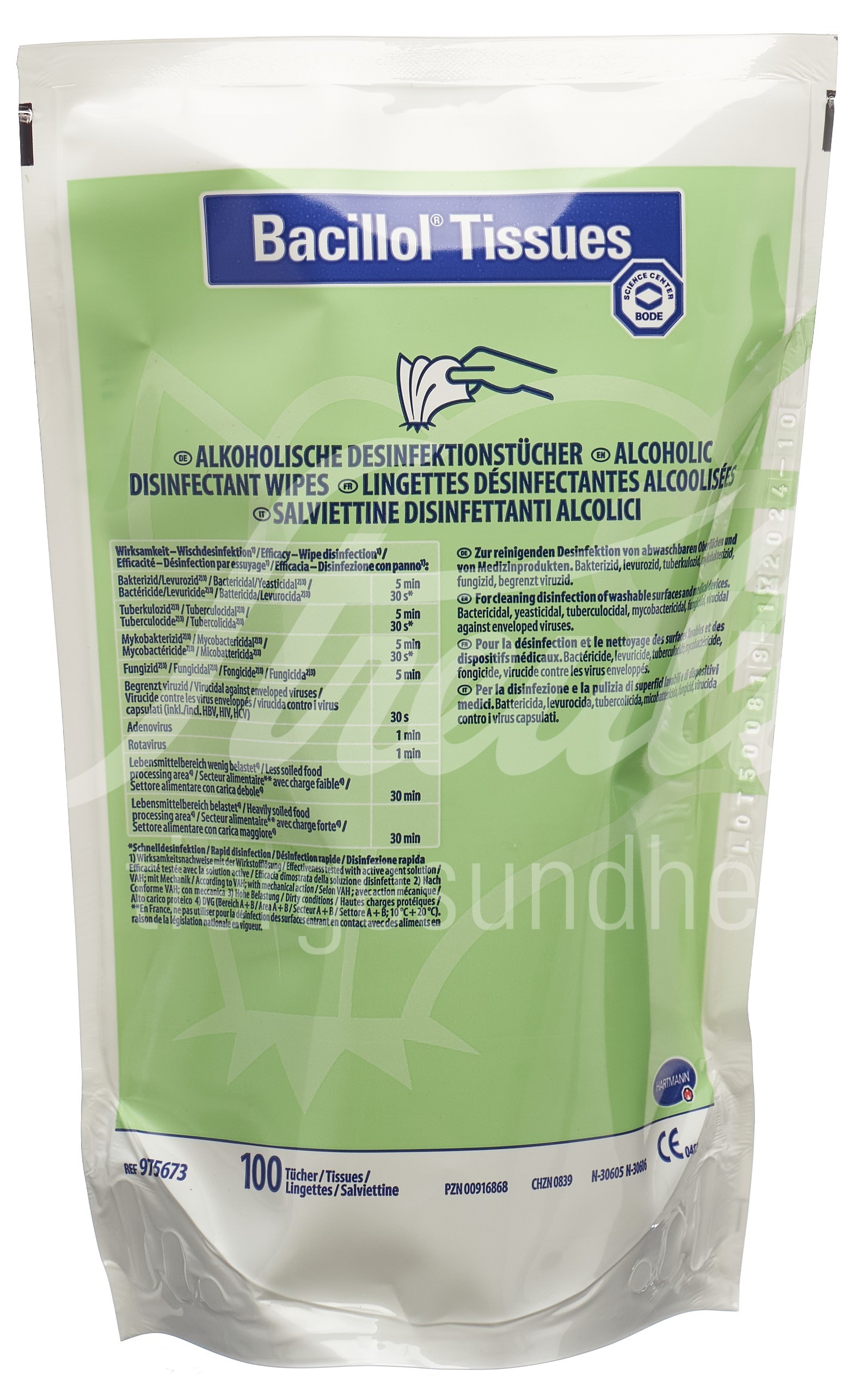 Bacillol Tissues Flächendesinfektion refill 100 Stk Bacillol Tissues Flächendesinfektion refill 100 Stk