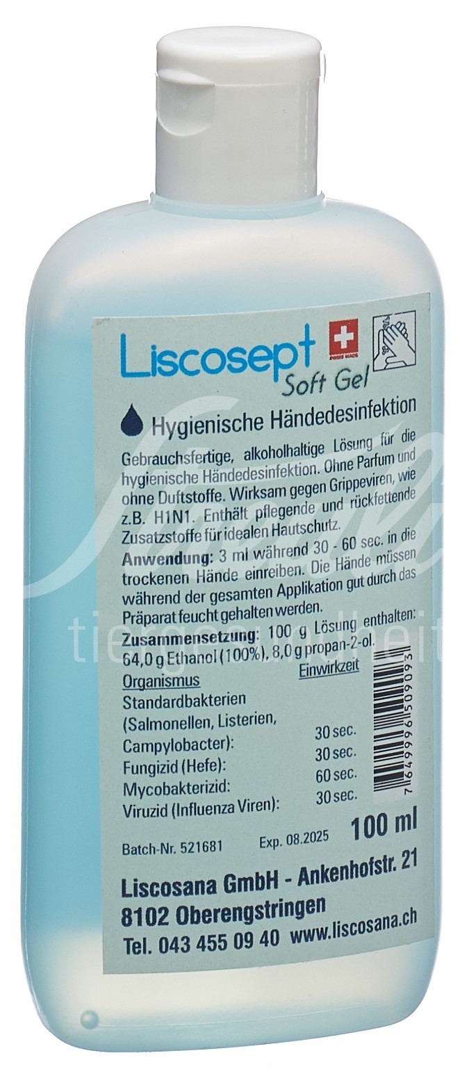Liscosept Soft Gel Händedesinfektion mit Klappverschluss Fl 100 ml Liscosept Soft Gel Händedesinfektion mit Klappverschluss Fl 100 ml