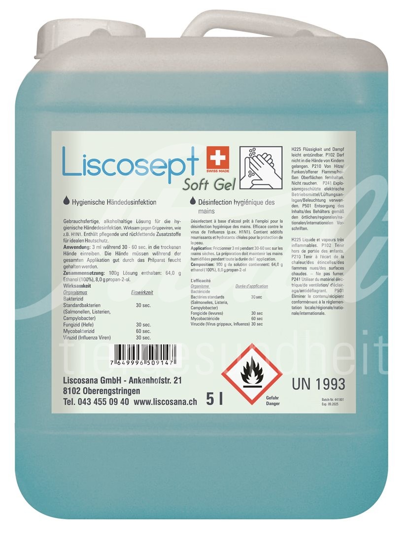 Liscosept Soft Gel Händedesinfektion Kanister 5000 ml Liscosept Soft Gel Händedesinfektion Kanister 5000 ml