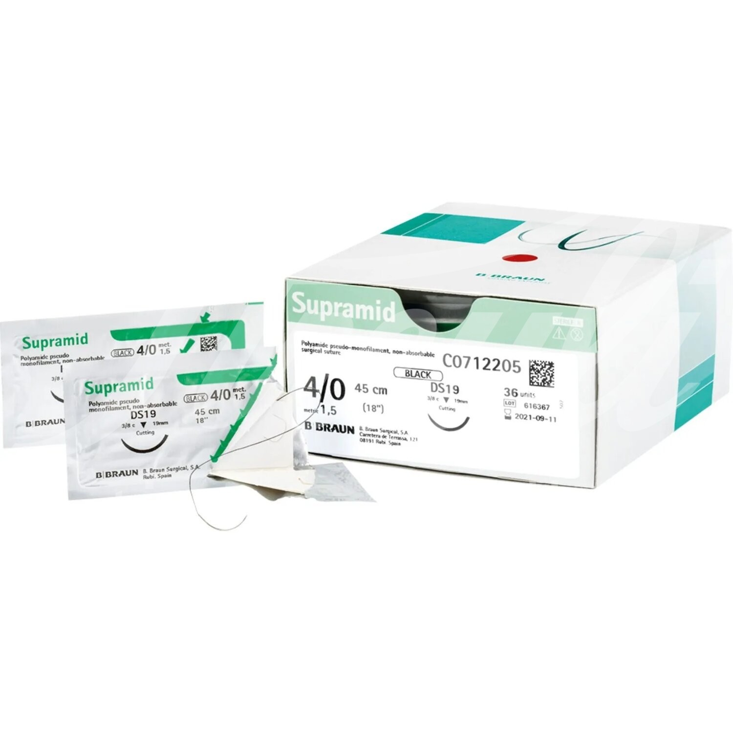 B.Braun Supramid schwarz USP 3-0 DS 24 mm 45 cm 36 Stk.