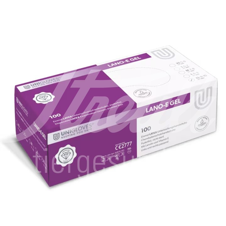 Unigloves Latex US-Handschuh m. Lano-E-Gel L weiss 100 Stk.