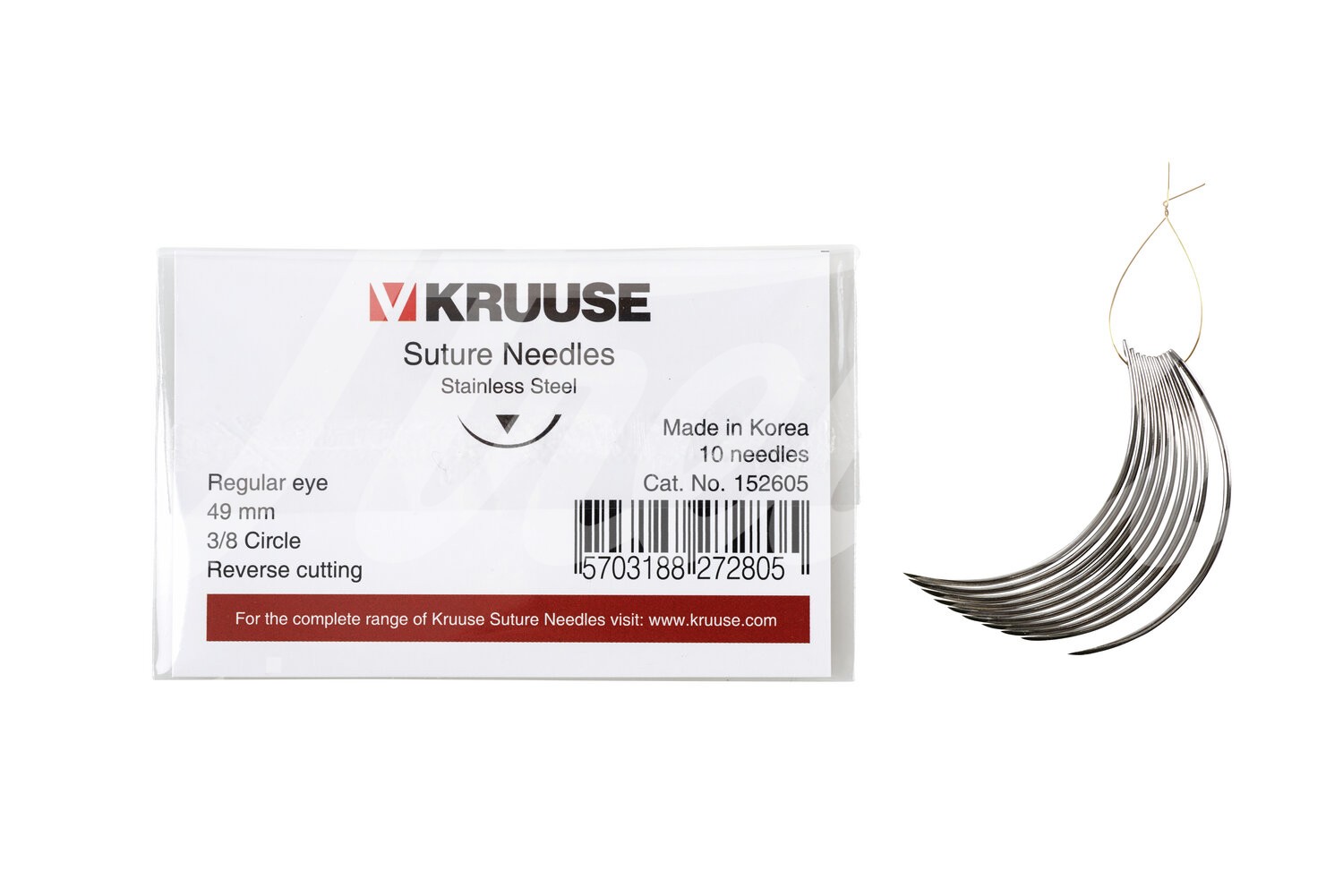 KRUUSE Wundnadel Normalöhr 3/8-Kreis aussen schn. 49mm 10Stk.