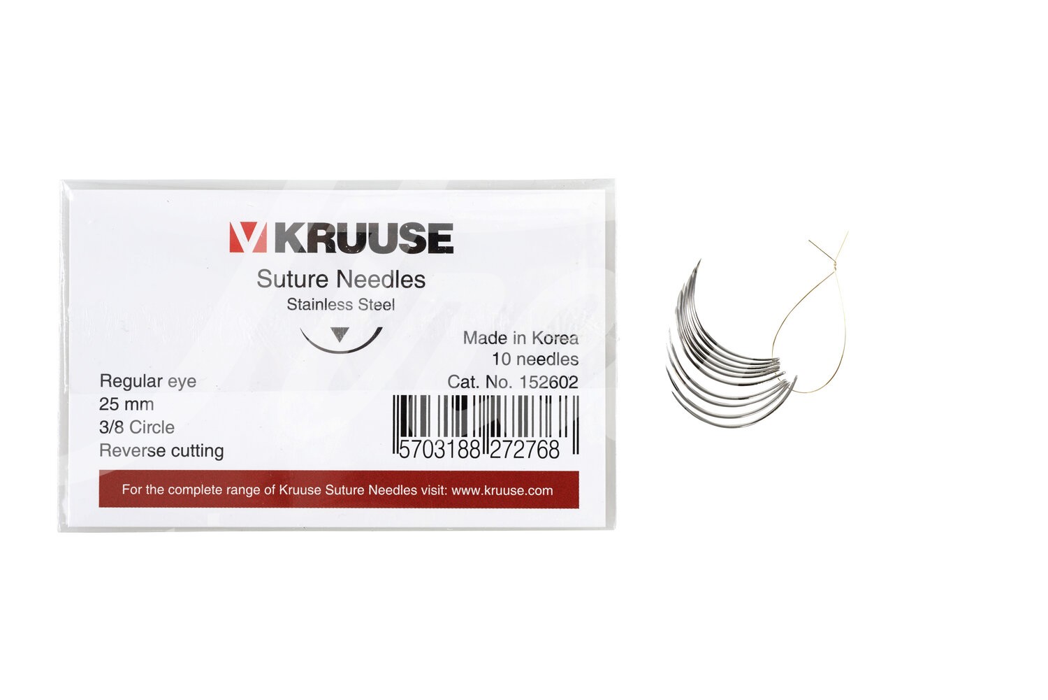 KRUUSE Wundnadel Normalöhr 3/8-Kreis aussen schn. 25mm 10Stk.