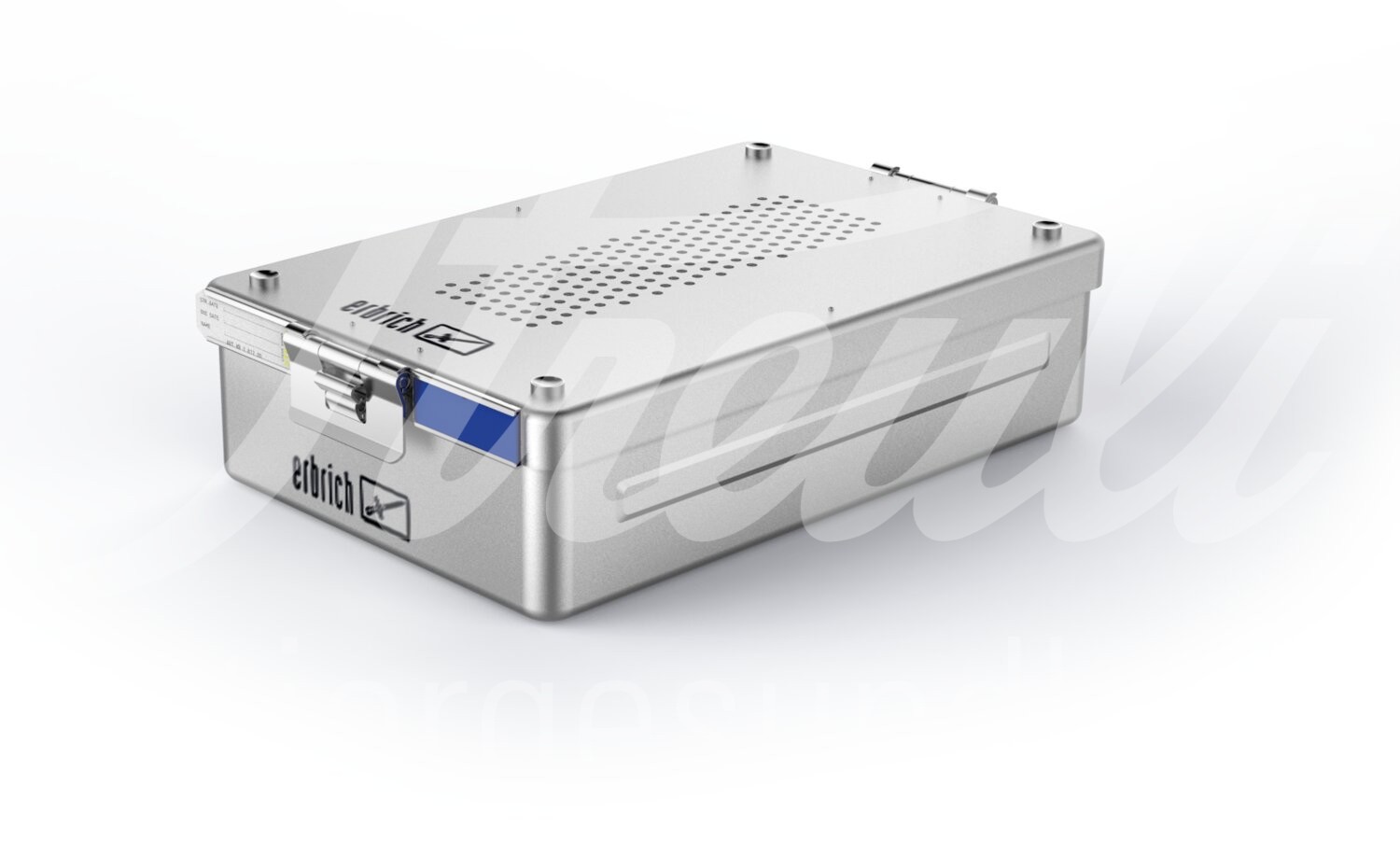 Dental-Container 310x190x105mm silber Deckel & Wanne perforiert 1 Stk