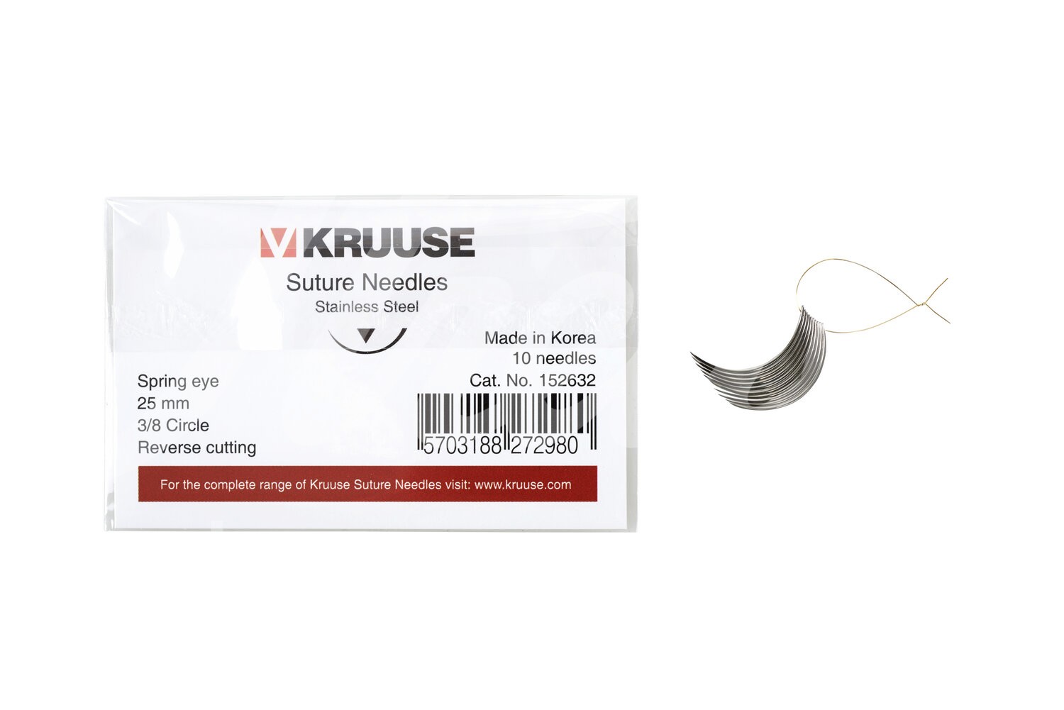 KRUUSE Wundnadel Federöhr 3/8-Kreis aussen schn. 25mm 10Stk.